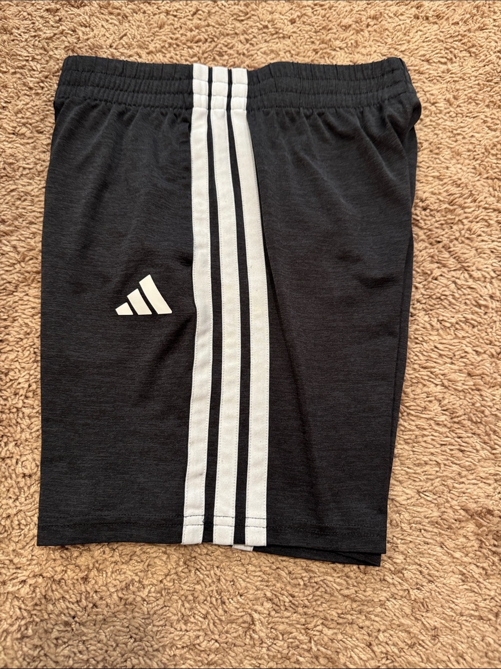 adidas Black Shorts with White Three-Stripes boys size Medium